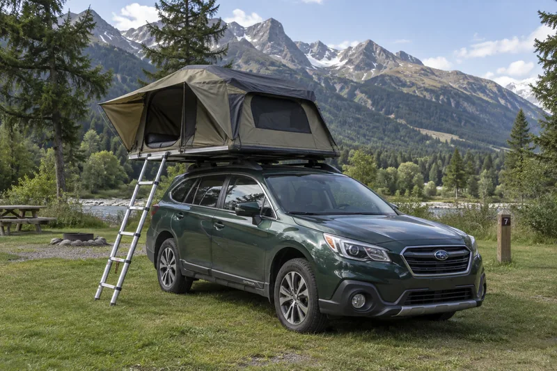 KI-generiertes Beispielbild · Subaru Outback mit Dachzelt