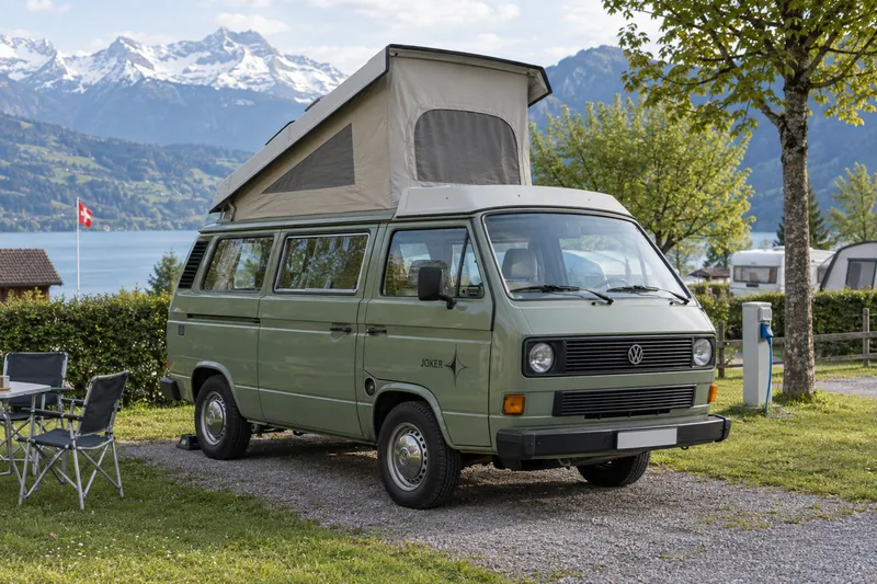 KI-generiertes Beispielbild · Oldtimer-Bulli «Bluemli»